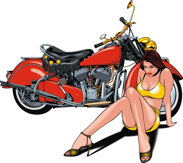Benim orijinal motosiklet tasarım ve güzel kız — Stok Vektör