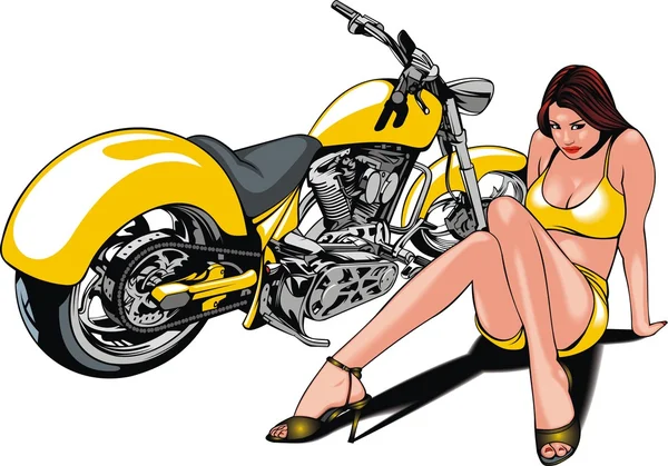 Ma conception originale de moto et belle fille — Image vectorielle