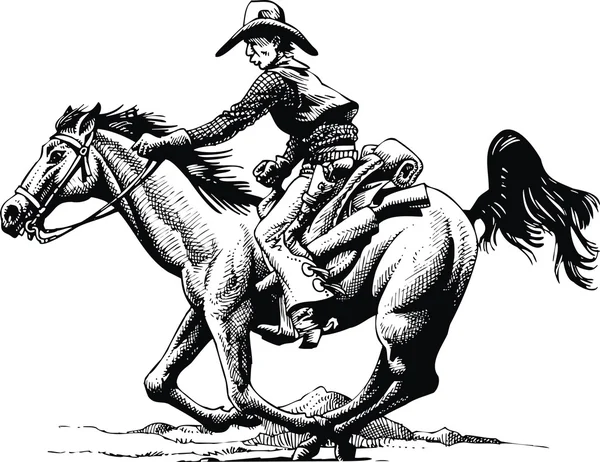 Viejo vaquero y caballo — Vector de stock