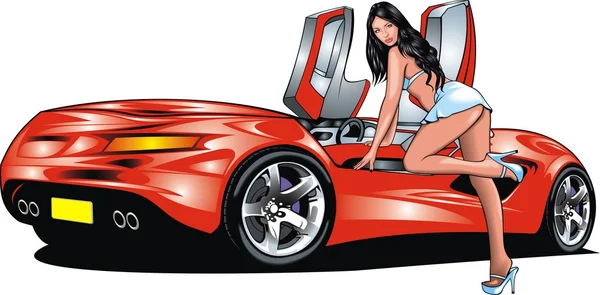 My original design car with girl from my dream — Stock Vector