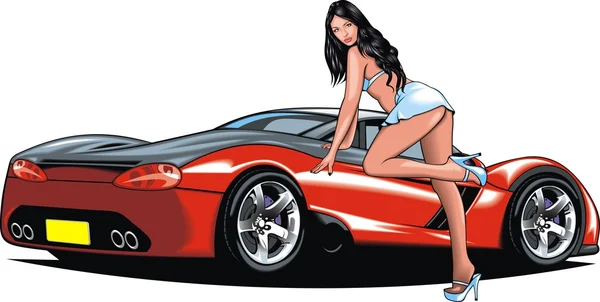 My original design car with girl from my dream — Stock Vector