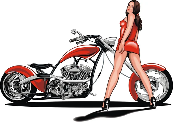 Mi diseño original de la motocicleta con buena chica — Vector de stock