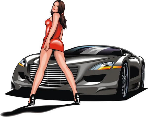 My original design car with girl from my dream — Stock Vector