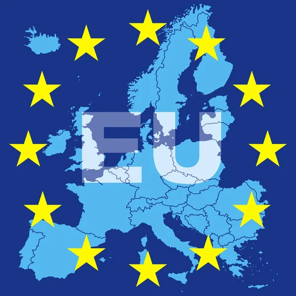 Bandiera e mappa dell'Unione europea — Vettoriale Stock