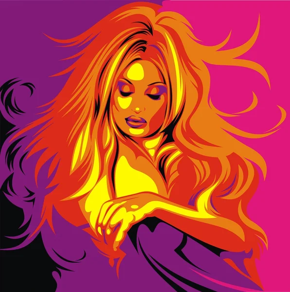 Mujer rubia muy agradable — Vector de stock