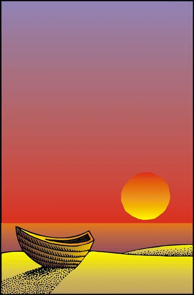 Solnedgång på stranden — Stock vektor
