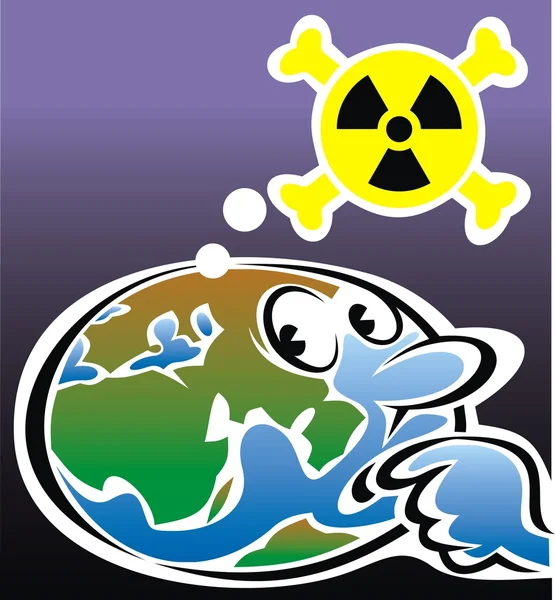 Radioactiviteit en wereldkaart — Stockvector
