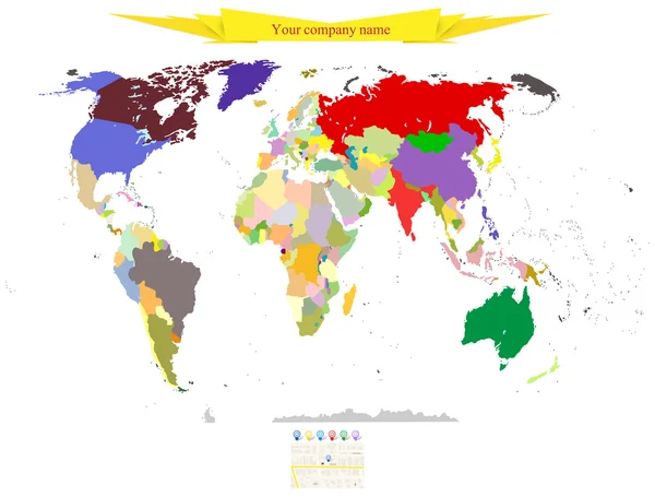 Mapa político del mundo — Vector de stock