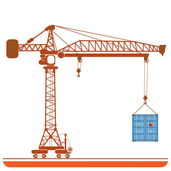 High-altitude crane with a container — Stock Vector