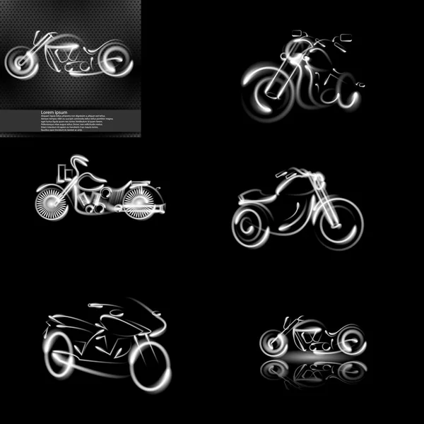 Ensemble de moto de néon lumineux — Image vectorielle