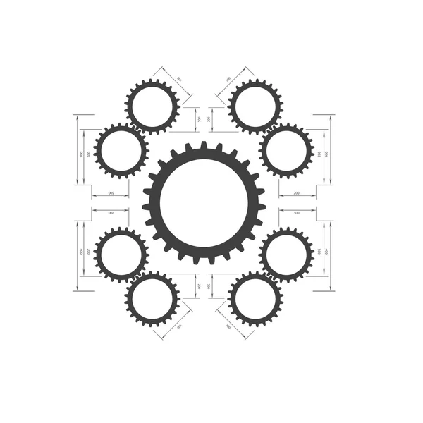 Rajz fogaskerekek, gears rajz — Stock Vector