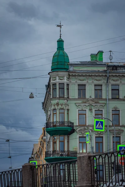 Häuser Und Boote Ufer Von Petersburg Russland — Stockfoto