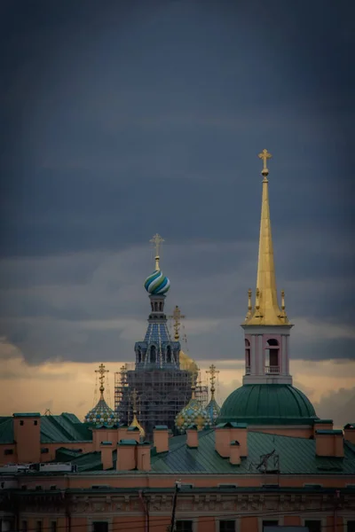 Платформи Спостереження Дахах Санкт Петербурзької Росії — стокове фото