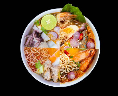 Bir grup sıcak ve baharatlı şehriye çorbası. Beyaz kasede, siyah arka planda..