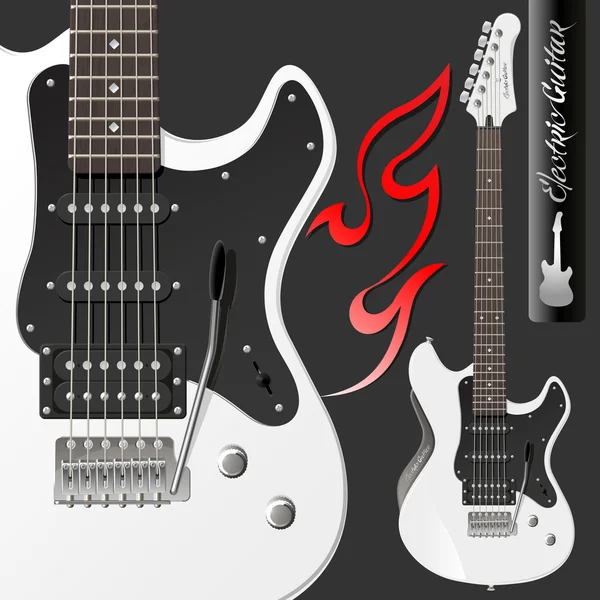 Bir elektro gitar, detaylı çizim