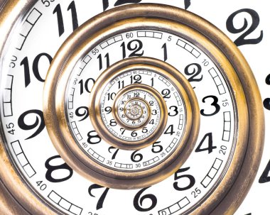 Çarpık saat yüzü sonsuz zaman sarmalını temsil ediyor.