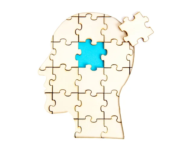 Human Head Profile Shaped Jigsaw Puzzle Final Piece Set Place — Stock Photo, Image