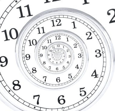 Antik gümüş bir saatin çarpık yüzü sonsuzluk kavramını temsil ediyor..