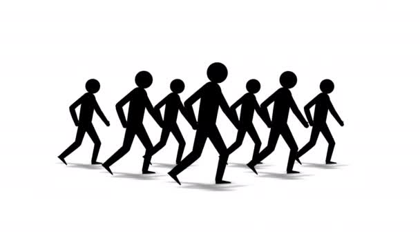 Abstract Group Icon Mans Walking Forward Teamwork Business Sign Symbol — Stock Video