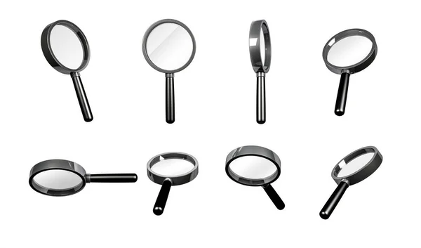 Realistic Mock Set Magnifying Glass Search Icon Symbol Design Concept — Stock Photo, Image