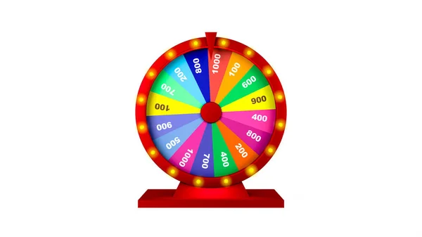 Rendering Realistic Colorful Mock Casino Fortune Wheel Isolated White Background — Stock Photo, Image