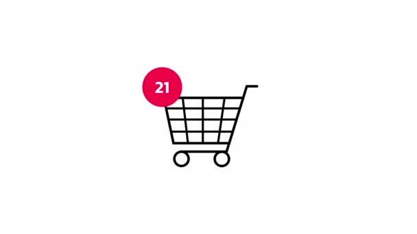 Close Shopping Cart Icon Symbol Counting Number Add Order Amount — Stock Video