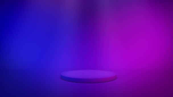 Rendering Empty Colorful Pedestal Podium Spotlight Movement Animation Neon Pink — Stock Video
