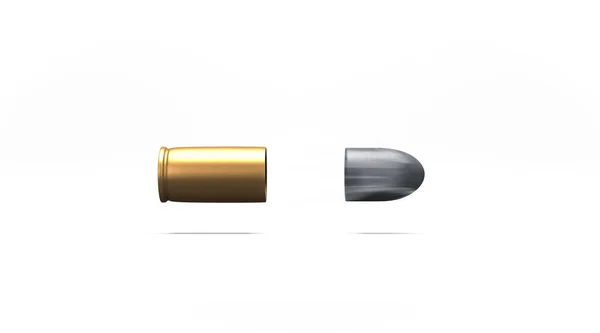 Rendering Close Pistol Bullet Shooting Side View Realistic Mock Isolated — ストック写真
