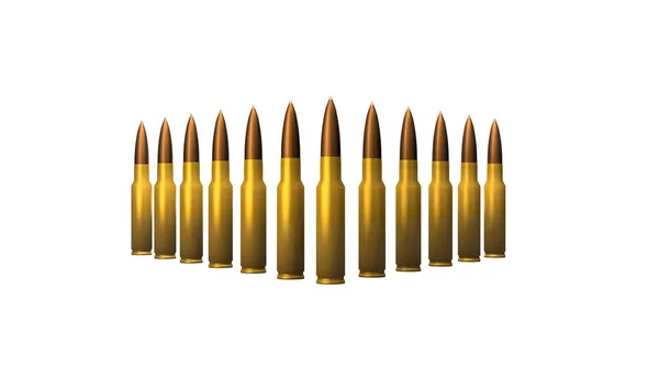 Weergave Close Militaire Kogels Met Decoratie Instelling Voor Display Geïsoleerd — Stockfoto