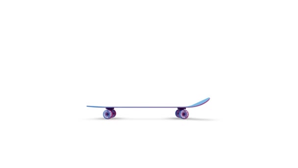 Collection Close Neon Colorful Skateboard Rides Running Rendering Looping Animation — Stock Video