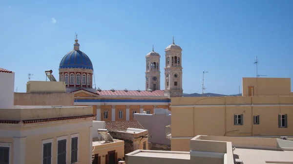 Prachtige Elementen Van Architectuur Uitzicht Ermoupoli Griekenland Syros Eiland — Stockfoto