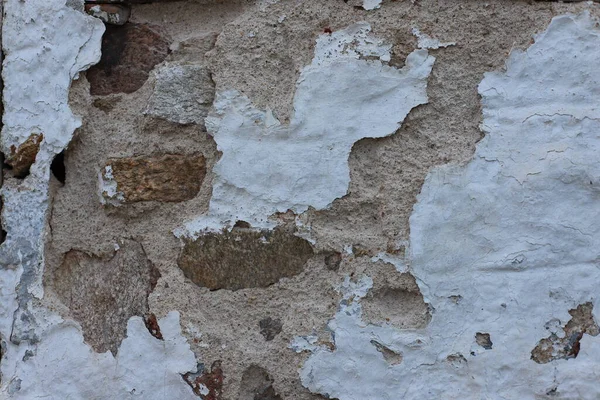 Fragmento Yeso Muy Antiguo Una Fachada Piedra Natural Aún Más — Foto de Stock