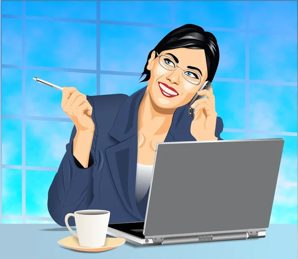 The girl works at the computer Royalty Free Stock Illustrations