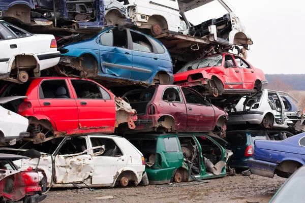 Cars in junkyard Royalty Free Stock Photos