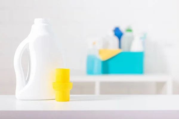 Chlorine bottle mock-up. Toxic detergent. Cleaning supplies.