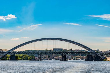 The view on the Dnipro river bridge in Kyiv city