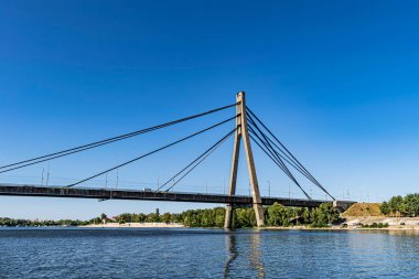 The view on the Dnipro river bridge in Kyiv city