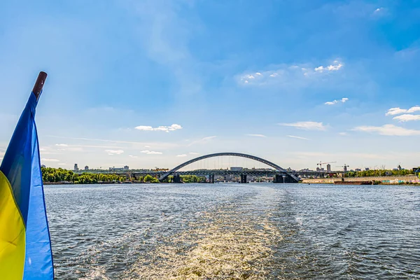 Вид Річковий Міст Дніпро Місті Києві — стокове фото
