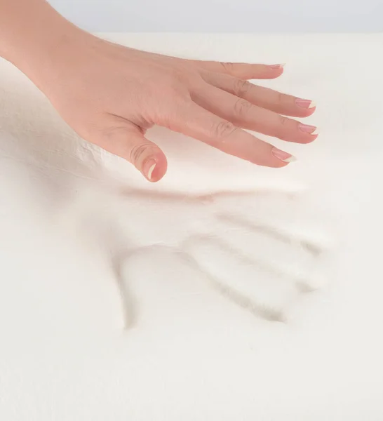 Orthopedic Pillow Memory Foam Handprint Pillow Comfortable Bedding Orthopaedic Therapeutic — Stock Photo, Image