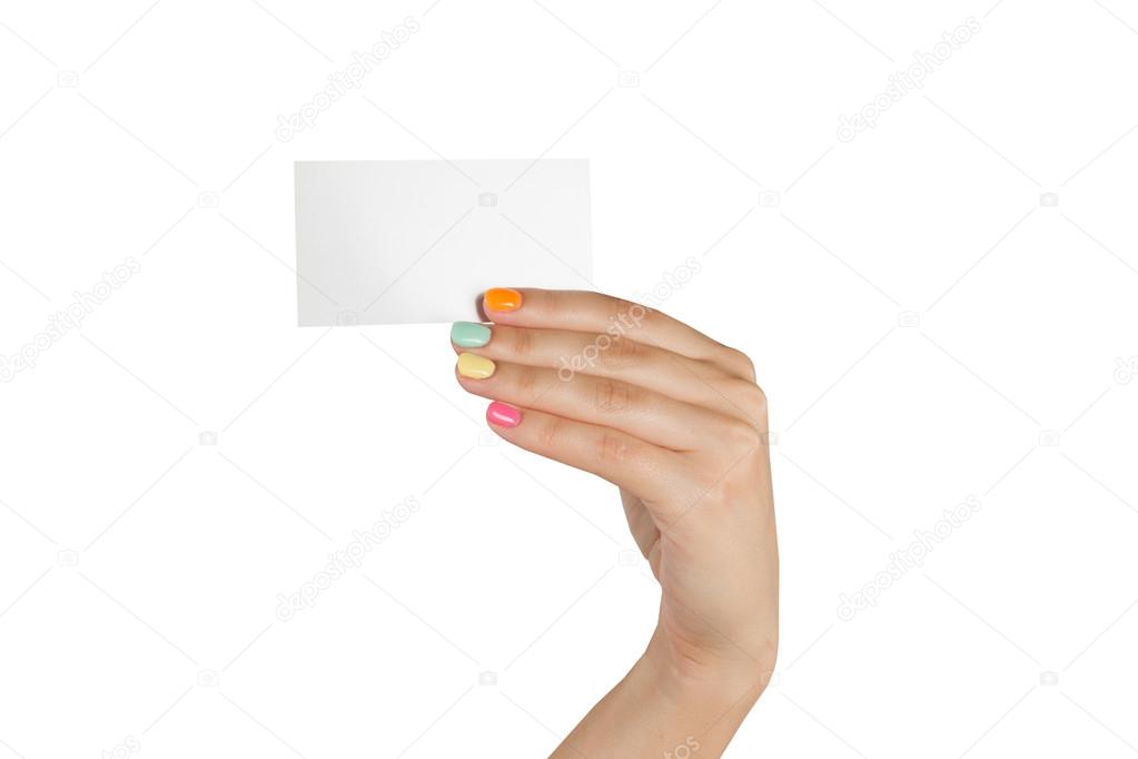 Hand  holding blank business card