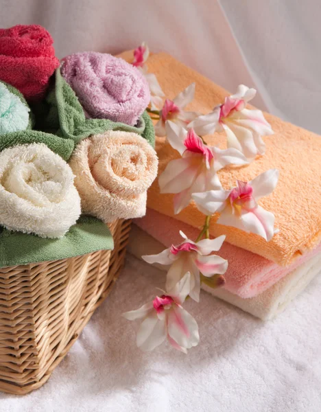 Sada různobarevných ručníky — Stock fotografie