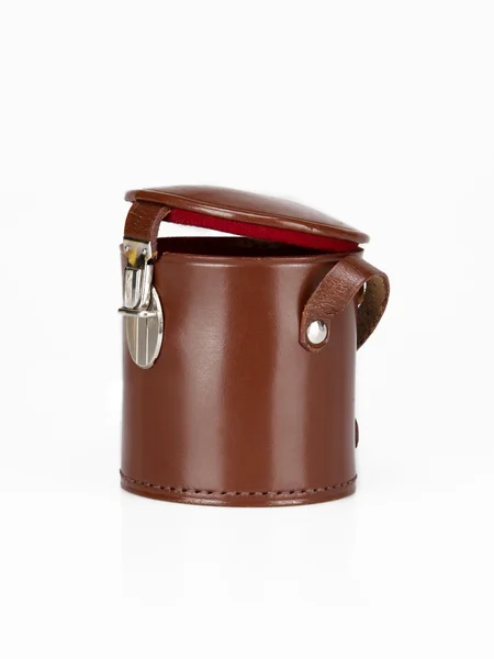 Etui en cuir marron pour objectif photo — Photo