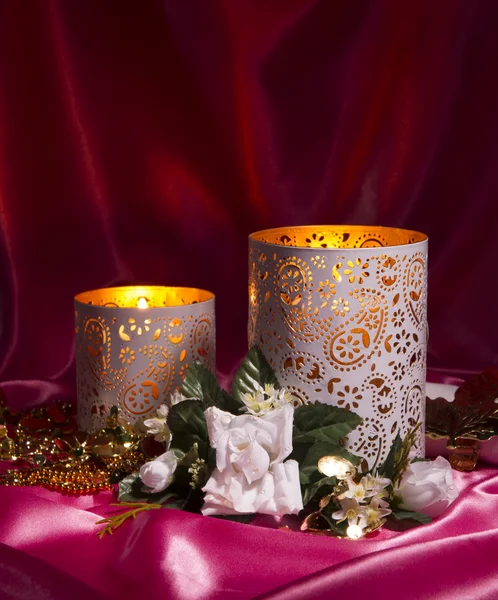 Valentýnské Zátiší se svíčkami — Stock fotografie