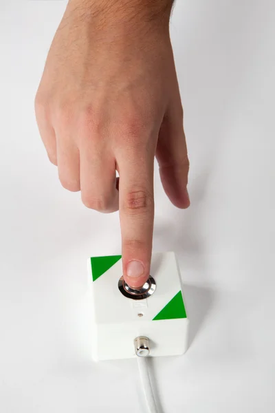 Press the button with finger — Stock Photo, Image