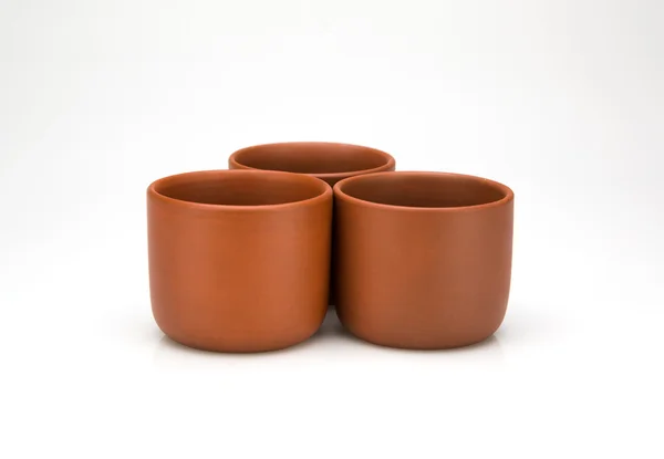 Three clay cups — Stock Photo, Image