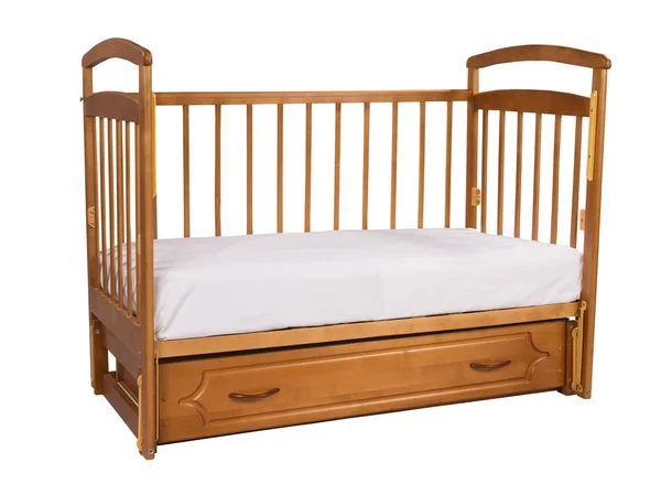 木製ベッド マットレス付き — ストック写真