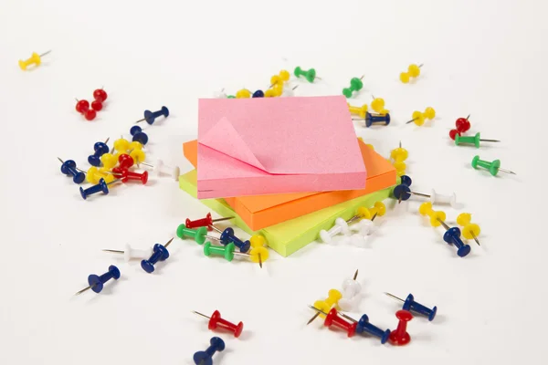 Push pins with stickers — Stock Photo, Image