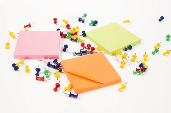 Push pins with stickers — Stock Photo, Image