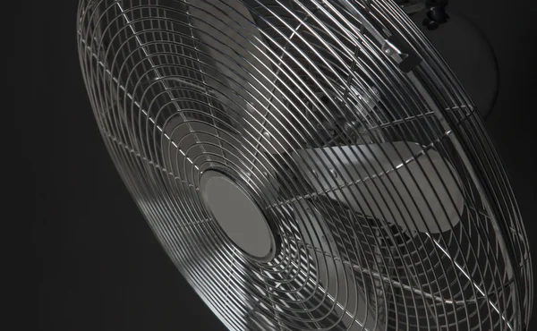 Ventilador de metal de primer plano sobre fondo negro — Foto de Stock