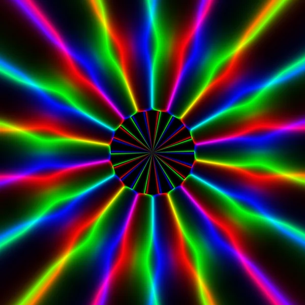 色鮮やかなレインボー光線または円形パターンの放電 — ストック写真